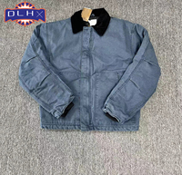 Veste de travail en toile de coton épaisse personnalisée pour homme, style Detroit oversize, streetwear, broderie sur le devant