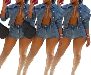 Shorts en jean taille haute coupe droite imprimés sexy grande taille extensibles délavés style américain avec fermeture éclair pour femme - Product Image 2