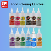 Colorant alimentaire liquide Kaibei, 12 couleurs, 250 g, halal, additifs alimentaires comestibles, décoration de gâteaux, double usage eau/crème, 24 mois