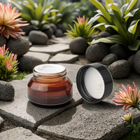 Fuyun Couvercle de pot de crème cosmétique de haute qualité pour les soins de la peau 15ml/30ml/50ml Verre dépoli vert ambré avec bouchon en plastique