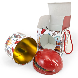 JYB Christmas Music <strong>Box</strong> Tin Can Creative Automatic Light-Up Rotating Tin <strong>Box</strong> for Candy Chocolate Been with Holiday Patterns - Product Image 1