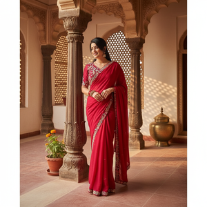 Fatema Fashion's New Launch Premium Heavy Gloom Rangoli Party Festival Women's <b>Sarees</b> <b>Blouses</b> Indian Pakistani Style Paskitani - Product Image 1