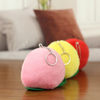 Porte-clés poupée pêche colorée en peluche de 8 cm, rembourrée en coton PP, jouet doux et mignon en forme de fruit, breloque de sac, cadeau pour enfants, vente en gros