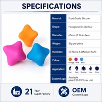 Balle de massage hexagonale professionnelle en silicone 60 mm pour points de pression, points de déclenchement, récupération musculaire et fascia, avec logo personnalisé