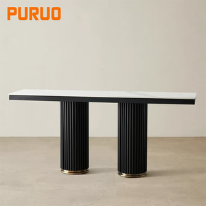Consolle Decorativa per <span class=keywords><strong>Ingresso</strong></span> Hotel PURUO in Pietra Naturale con Piano in Marmo Nero Antico, Dimensioni Personalizzabili, per <span class=keywords><strong>Soggiorno</strong></span> Villa - Product Image 6