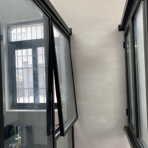 100T Narrow <b>Frame</b> Top Hung Aluminum Window with Insulated Glass for Home Ventilation 2.0mm thick aluminum <b>frame</b> matte black - Product Image 2