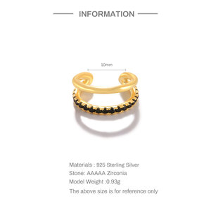 Pendientes de Plata de Ley S925 de Doble Capa con Incrustaciones de Diamantes, Diseño Creativo y Moderno, Estilo Ear Cuff, Tendencia 2023 - Product Image 2