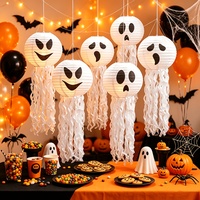 Lanterne Méduse Réutilisable DIY pour Halloween, Décoration Suspendue en Papier, Lot de Décorations de Plafond Iridescentes pour Fête Fantôme