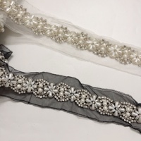 Accessoires pour vêtements Coudre sur Rhinestone Mesh Perlé Dentelle Passementerie LT2370B