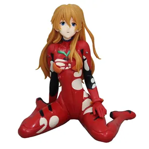 PVC Wholesale Asuka 12cm Soldier Role Tight Combat Hollowed-out Uniform Standing Posture Langley Soryu Anime Figures Evangelion