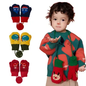 Kocotree Cartoon Kids Handschoenen Winter Warm Gebreide Wanten Pluche Dikker Kersthandschoenen