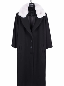 Abrigo Largo de Cachemira 100% con Ribete de Piel de <span class=keywords><strong>Chinchilla</strong></span> <span class=keywords><strong>Negra</strong></span>, Mangas Largas y Transpirables, con Cuello y Puños de Piel de <span class=keywords><strong>Chinchilla</strong></span> - Product Image 5