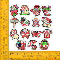Nouvelle série de pique-niques printaniers, style dessin animé, boucle de chaussure détachable en PVC souple, accessoires décoratifs floraux