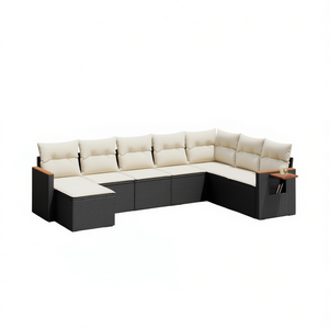 Elegante Conjunto de Sofás de Jardín de Ratán PE Negro, Muebles Modulares para Exteriores con Cojines de Espuma de Alta Densidad - Product Image 1