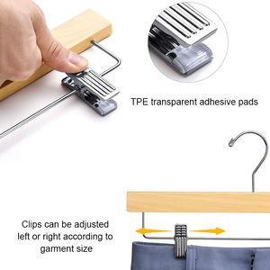 Grosir gantungan celana kayu klip logam dapat diatur celana multifungsi gantungan untuk lemari pakaian permukaan halus desain elegan - Product Image 2