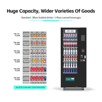 Distributeur automatique intelligent avec porte transparente pour boissons et aliments, casier de rangement pour écoles, rues, centres commerciaux et métros