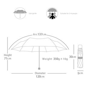 Lightweight 120cm <b>Large</b> Canopy Travel <b>Umbrella</b> Windproof 3 Folding UV Protection Sun Rain <b>Umbrella</b> for Outdoor Travel - Product Image 6