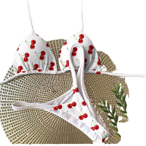Nuevo Diseño, Bikini Sexy para Mujer, Estampado de Cerezas, Spandex/Nylon de Secado Rápido, Traje de Baño de 2 Piezas para Playa - Product Image 4