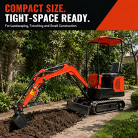 Promotion : Mini-excavatrice sur chenilles EL12 800 kg avec moteur Koop, godet de 0,03 m, pompe hydraulique et multiples accessoires pour une profondeur de fouille élevée