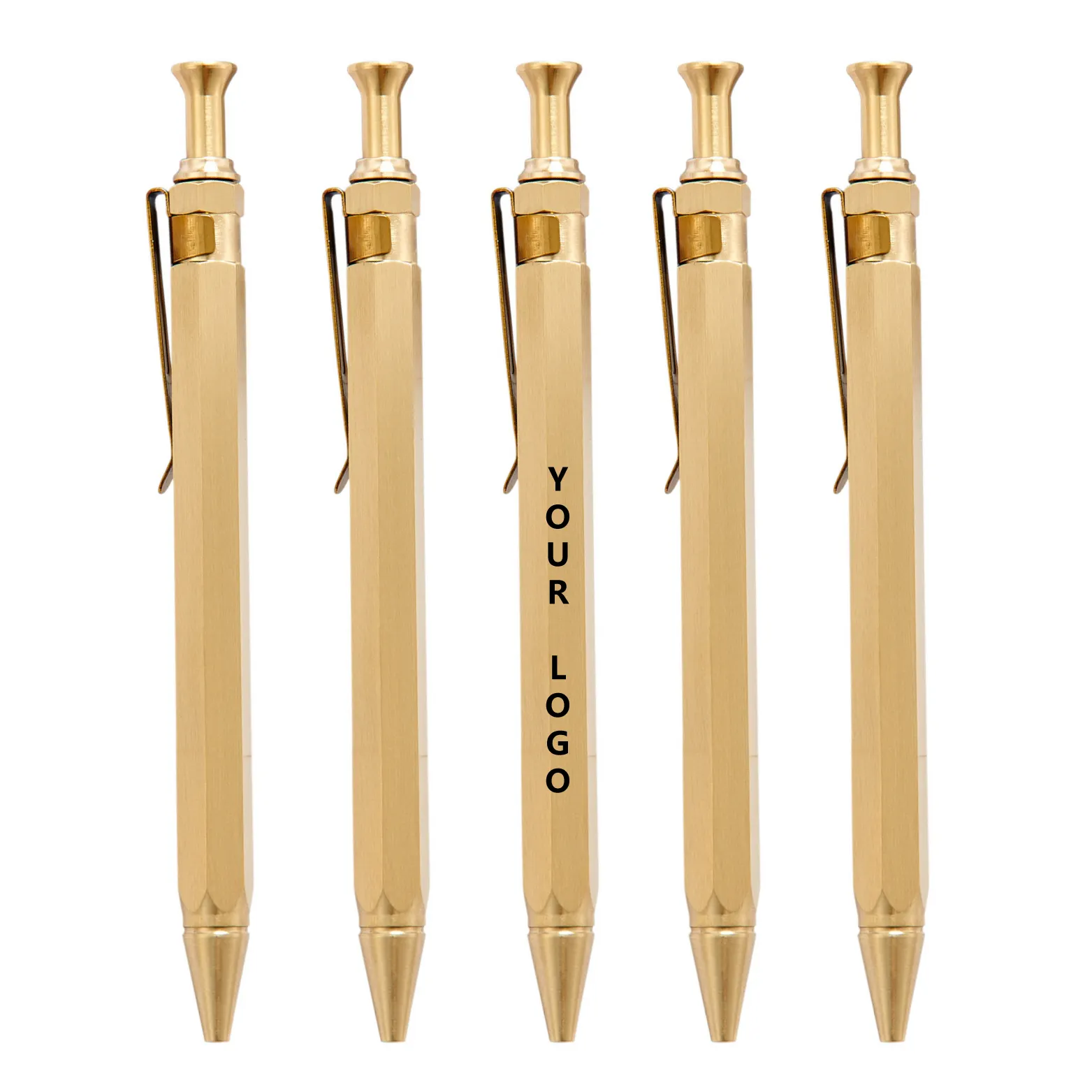 Presione el bolígrafo de metal dorado con logotipo personalizado Diseño de lujo Nuevo regalo de marketing más vendido