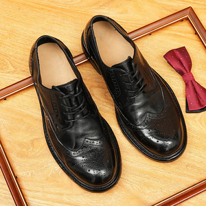 Leather engraved handcrafted leather <b>shoe</b> sole, business casual, British retro style, men's <b>shoes</b> - Product Image 5