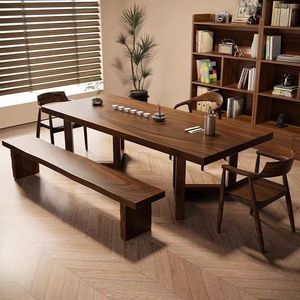 Ensemble de table et chaises de salle à manger polyvalent en bois massif de noyer sud-américain, 6 pièces, meubles durables pour la salle à manger, pour tous les âges - Product Image 2