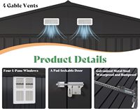 Bâtiment de stockage extérieur en acier imperméable avec portes verrouillables, fenêtres et aérations, grand hangar utilitaire préfabriqué