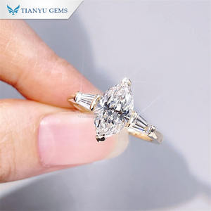 Anéis de Diamante de Noivado IGI Cultivado em Laboratório Tianyu 2ct Ouro Amarelo Sólido 14k Cultivado em Laboratório Lapidação Marquise CVD Joias de Ouro 18k - Product Image 1