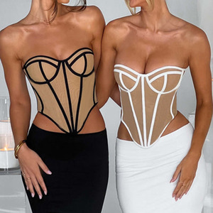 Women Black Overbust Corset Vest Vintage Corsets and Bustiers Sexy Cropped <strong>Tops</strong> - Product Image 6