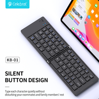 Keyboard Lipat Plastik Baru Laris untuk Tablet Android Nirkabel Lipat Tiga Mini Ultra Tipis dengan Tombol Angka Isi Ulang