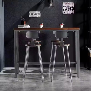 金属製バースツール工業用金属製バックレスト木製シート75cm背の高いバースツール - Product Image 4