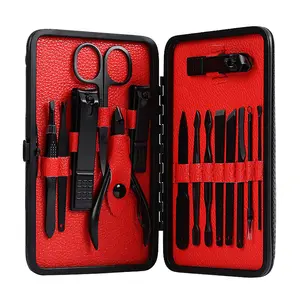 Ensemble professionnel de manucure et pédicure en acier inoxydable de 15 pièces, avec logo personnalisé, soins multi-usages, y compris coupe-ongles, beauté, vente en gros