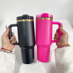 USA Entrepôt Conception Personnalisée H2.0 40oz Gobelets Plaqués Or Bouteille d'Eau d'Extérieur Thermos avec <span class=keywords><strong>Paille</strong></span> et Poignée Amovible - Product Image 4