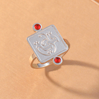 Cincin Islam Allah dari Baja Anti Karat, Panel Persegi, Batu CZ, Emas Perak, untuk Pria, Hadiah Ramadan, Grosir, Laris Manis