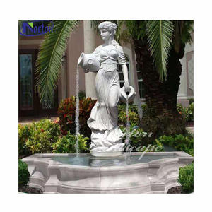 Fuente de Agua Exterior de Piedra de Mármol Blanco Moderna Personalizada con Estatua de Mujer Desnuda <span class=keywords><strong>Sexy</strong></span> para Jardines de Villas y Hoteles Hecha de Arenisca - Product Image 1