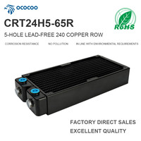 OCOCOO DIY radiateur de refroidissement par eau LED échangeur de chaleur en cuivre épais refroidisseur de processeur dissipateur thermique d'air modèle de ventilateur CRT-24H5-65R étuis d'ordinateur