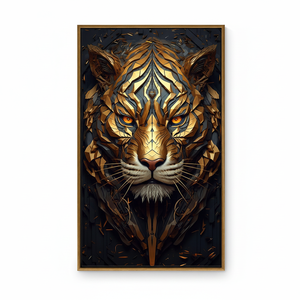 Geometric Tiger <b>Canvas</b> Print: Abstract Jungle Decor Artwork,GOLD <b>FRAMED</b> <b>CANVAS</b> - Product Image 2