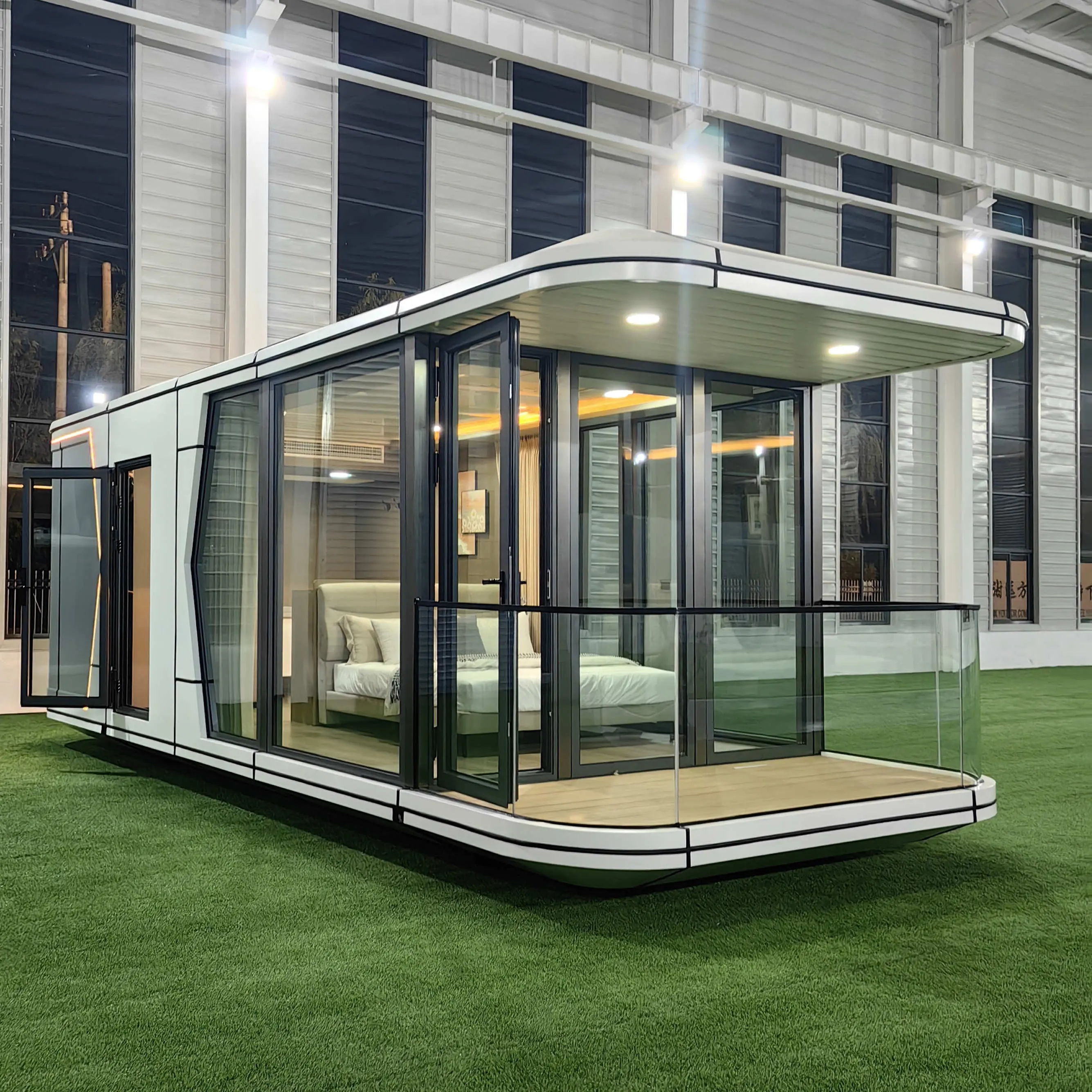 40 pies de lujo de vidrio modular de aluminio móvil prefabricado expandible portátil Eslovaquia prefabricado casa contenedor