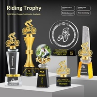 Trophées et médailles personnalisés en cristal artificiel et en métal pour les compétitions de vélo de montagne, de cyclisme et de motocyclisme