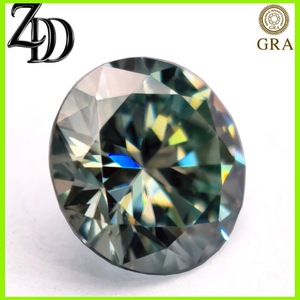 Light Green Round Moissanite Loose Stone Synthetic Lab Created For Jewelry Making GRA Certified - Product Image 2