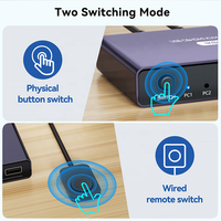 Commutateur KVM 2 ports HDMI et 4 USB 3.0 pour 1 moniteur et 2 PC, 4K 60Hz, avec fonctions de copie/extension/épissage et contrôleur à boutons