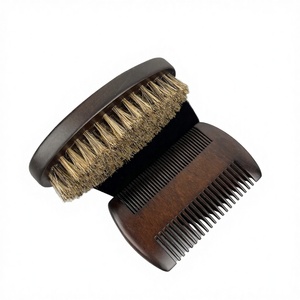 Juego de cepillo y peine para barba de madera de haya antiestática personalizado al por mayor, con cerdas 100% de jabalí, kit de aseo de bolsillo para hombre - Product Image 3