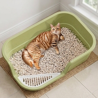 Bac à litière pour chat extra large en polypropylène, style ouvert, anti-éclaboussures, anti-fuites, facile à nettoyer, fournitures pour animaux de compagnie, toilette pour chat d'intérieur