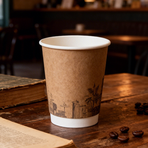 Vasos de papel de doble pared personalizados, compostables, duraderos y aptos para alimentos, para bebidas frías y calientes para llevar. - Product Image 4