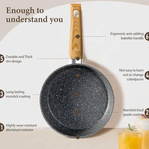 Ensemble d'accessoires de cuisine 9 pièces pour la maison, batterie de cuisine en alliage d'aluminium avec poignée en bois, antiadhésif, en fonte, nouvelle arrivée - Product Image 5