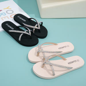 Tendance mode écologique pour femmes <span class=keywords><strong>Jolies</strong></span> <span class=keywords><strong>tongs</strong></span> roses avec des lanières ornées de strass étincelants Glamour décontracté Printemps Été - Product Image 3