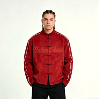 2026 Neue Modische Chinesische Knotenknopf-Jacke für Herren, Varsity-Jacke aus Volleder mit Individueller Stickerei und Froschverschlüssen
