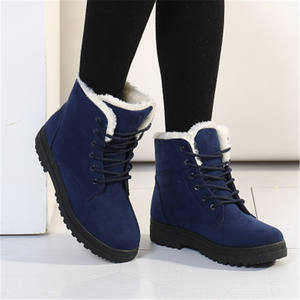 Bottes d'hiver pour femmes doublées de fourrure, bottes chaudes à talon et à la cheville - Product Image 2