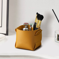 Porte-pinceaux de maquillage en cuir PU pour bureau, pliable, organiseur de stylos pour la maison, boîte de rangement pour petits objets