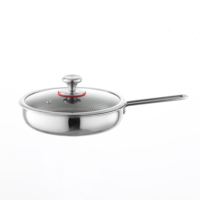 Personnalisation en gros : Casserole antiadhésive en acier inoxydable 316 et titane, à poignée unique, pour œufs, avec couvercle en verre, compatible gaz et induction